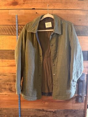 Jachs Girlfriend NY Quilted Argyle Jacket Olive Green Button Front Medium